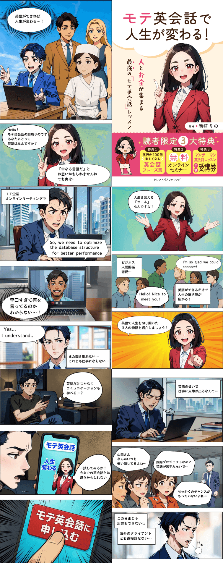 モテ英会話で人生が変わる！　AI漫画