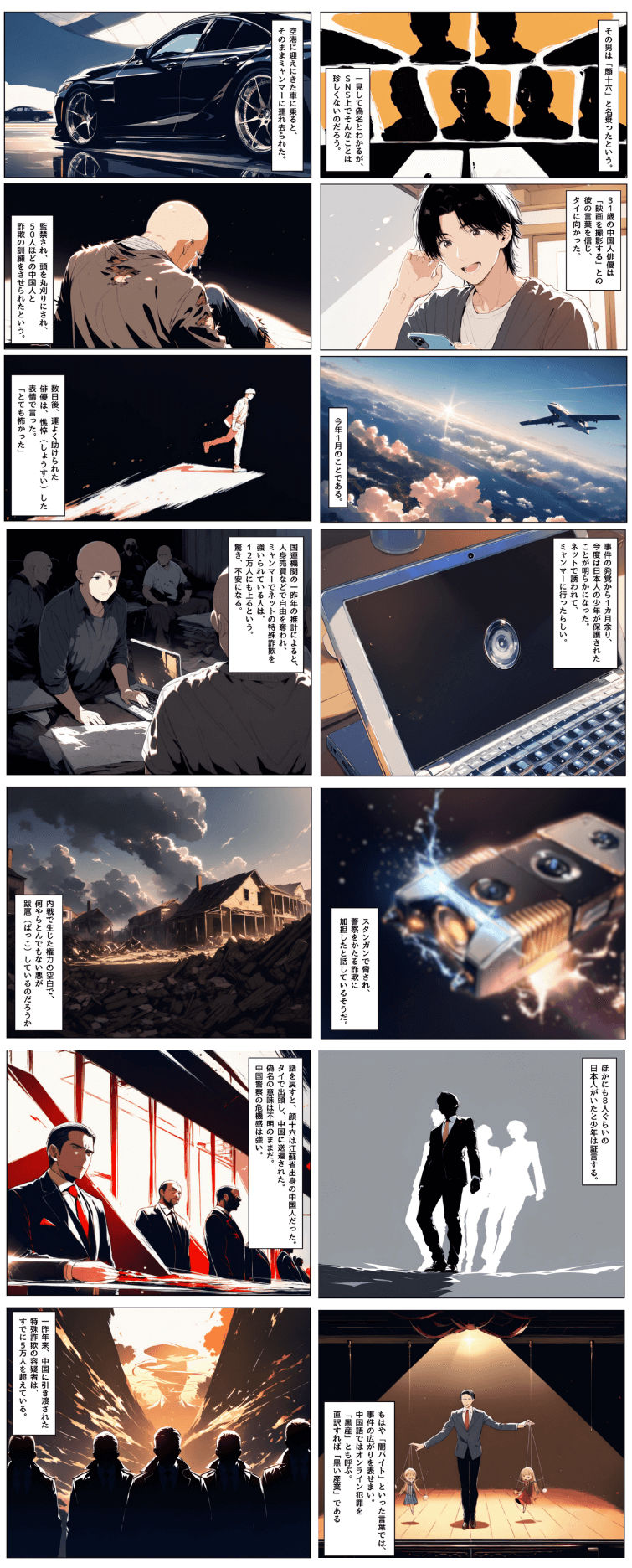 ミャンマーでの特殊詐欺　AI漫画