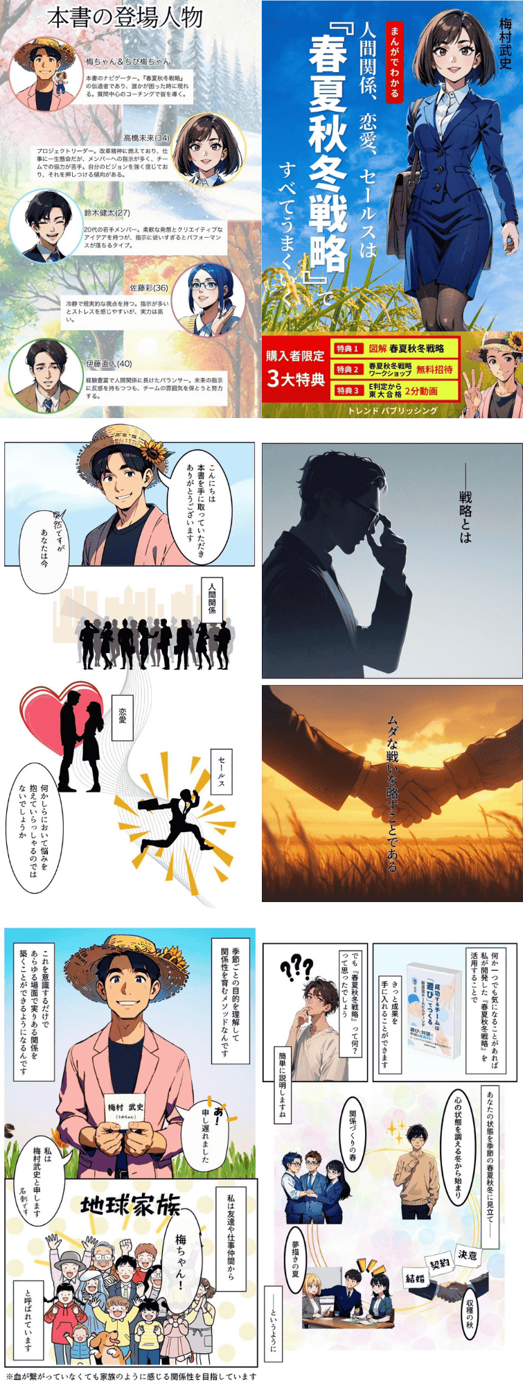 人間関係、恋愛、セールスは『春夏秋冬戦略』ですべてうまくいく　AI漫画